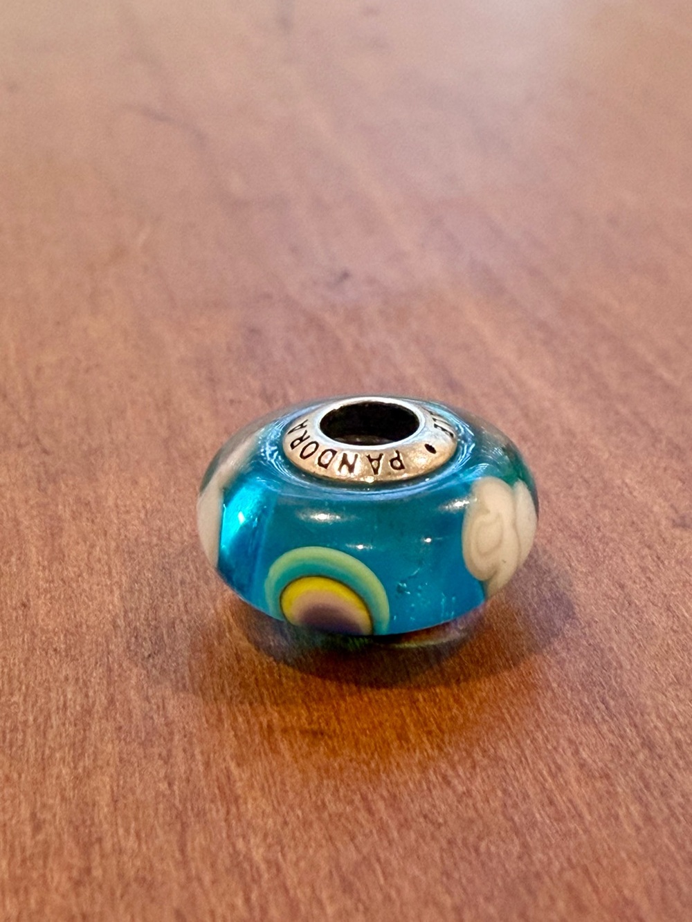 Pandora Blue Glass Murano-Style Rainbow Charm